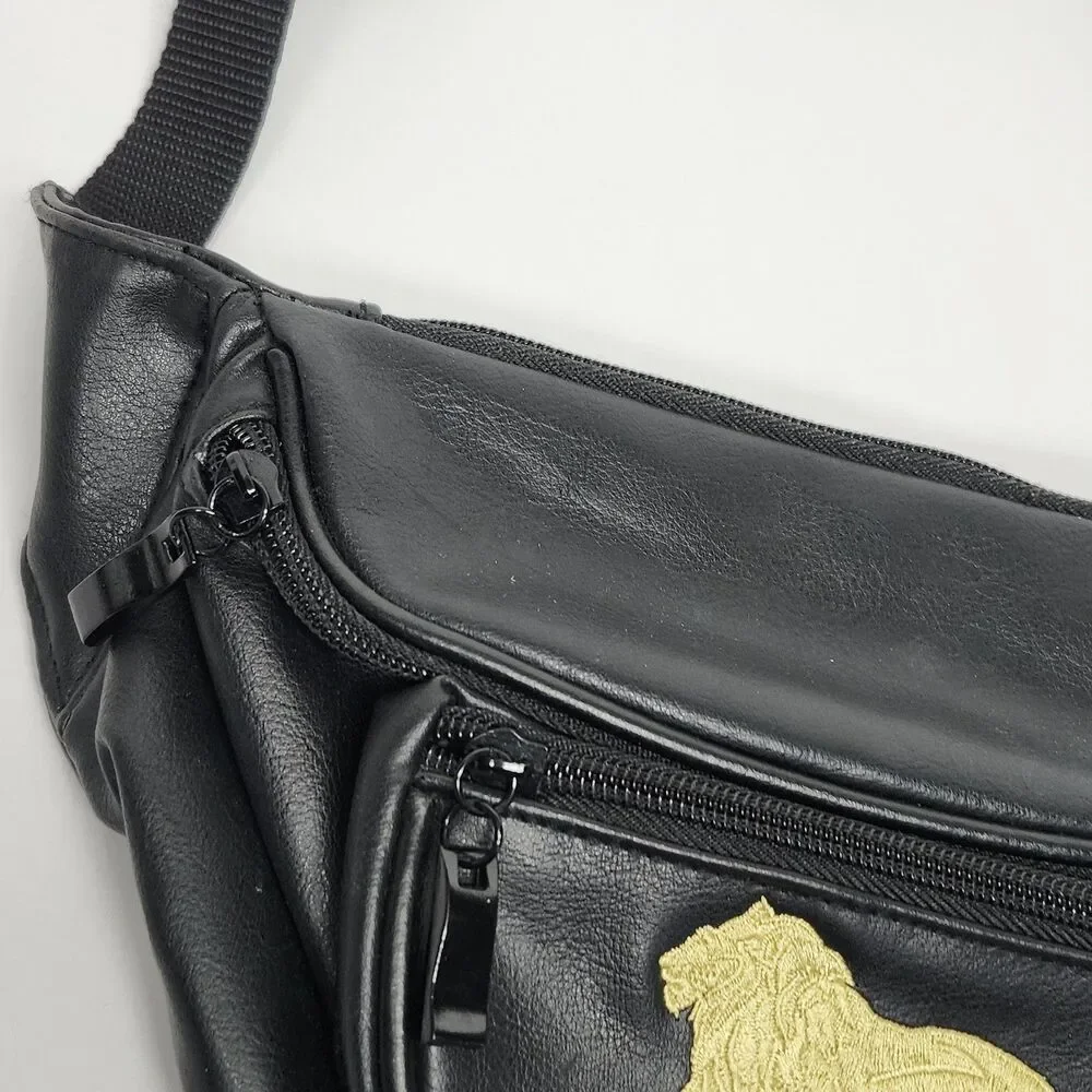 MGM Grand Las Vegas Fanny Pack Black Gold Lion Logo Waist Bag Casino Travel